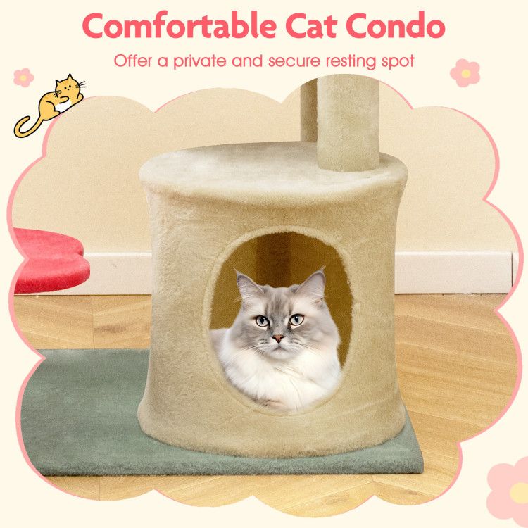 Five-Level Cat Tower with a Flower-Shaped Perch and Sisal Scratching Posts
