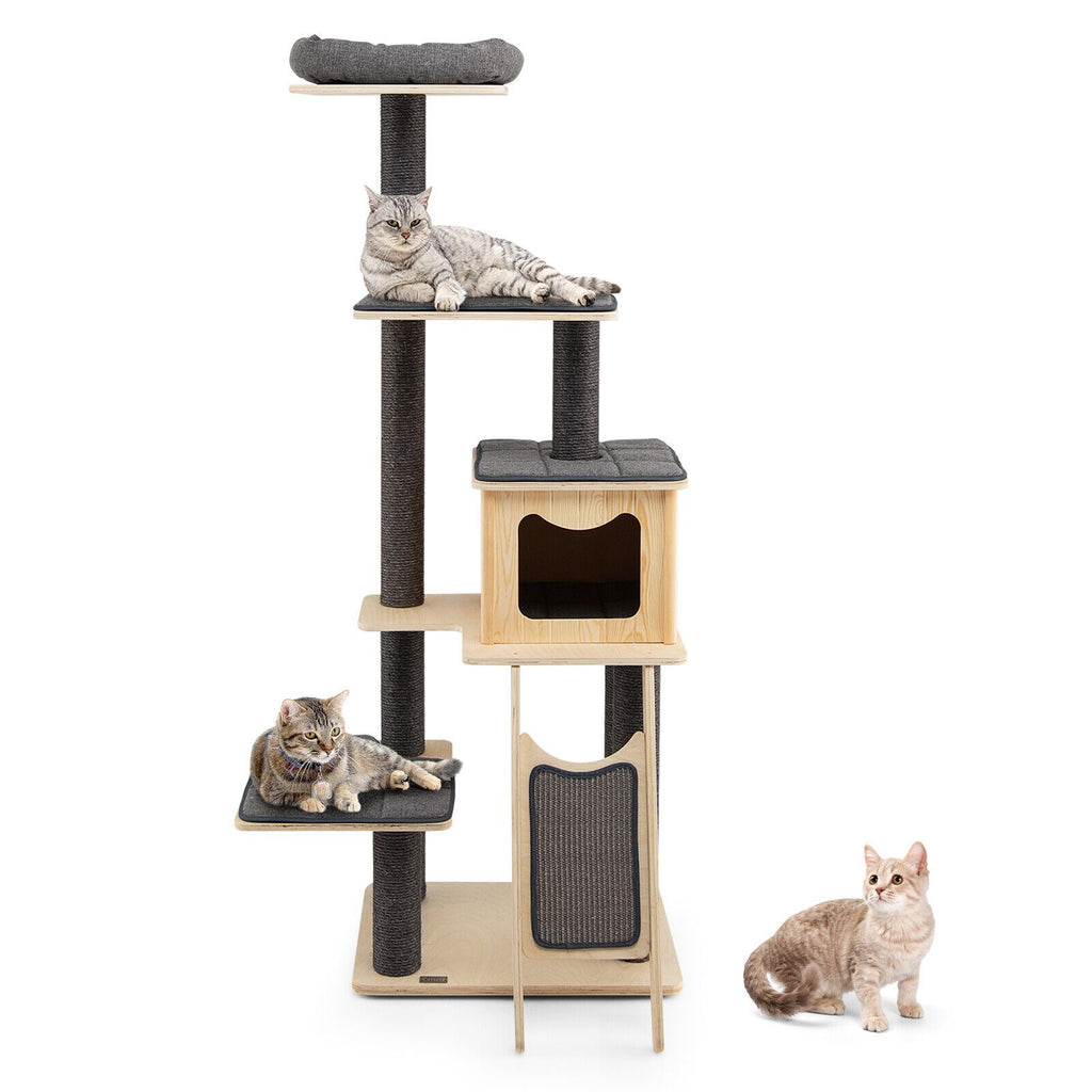 5-Tier Modern furniture-style Cat Tower with Washable Cushions