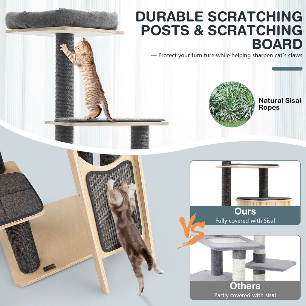 5-Tier Modern furniture-style Cat Tower with Washable Cushions