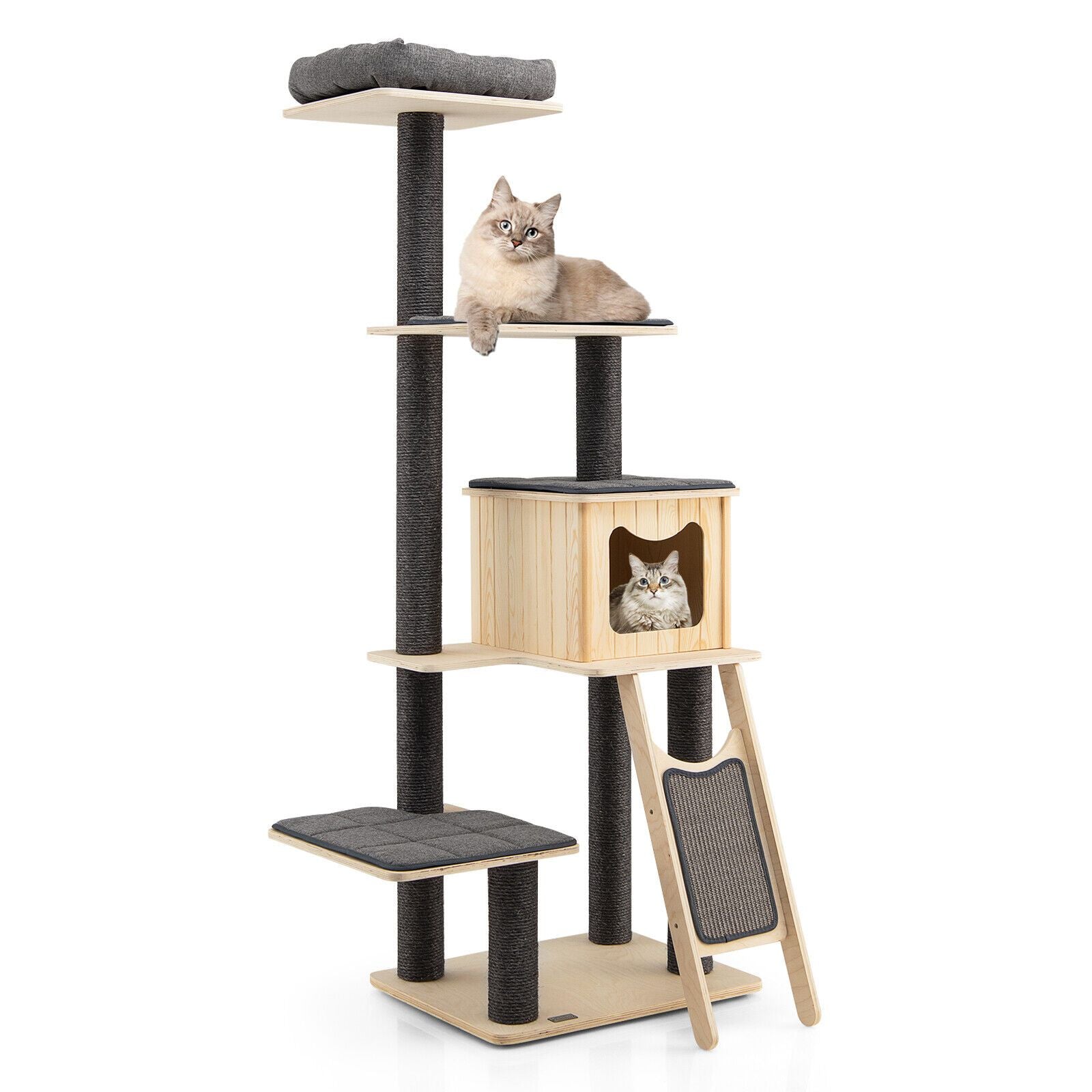 5-Tier Modern furniture-style Cat Tower with Washable Cushions
