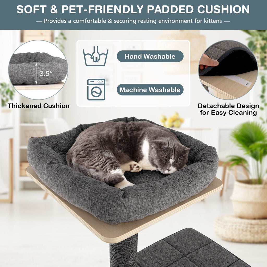5-Tier Modern furniture-style Cat Tower with Washable Cushions