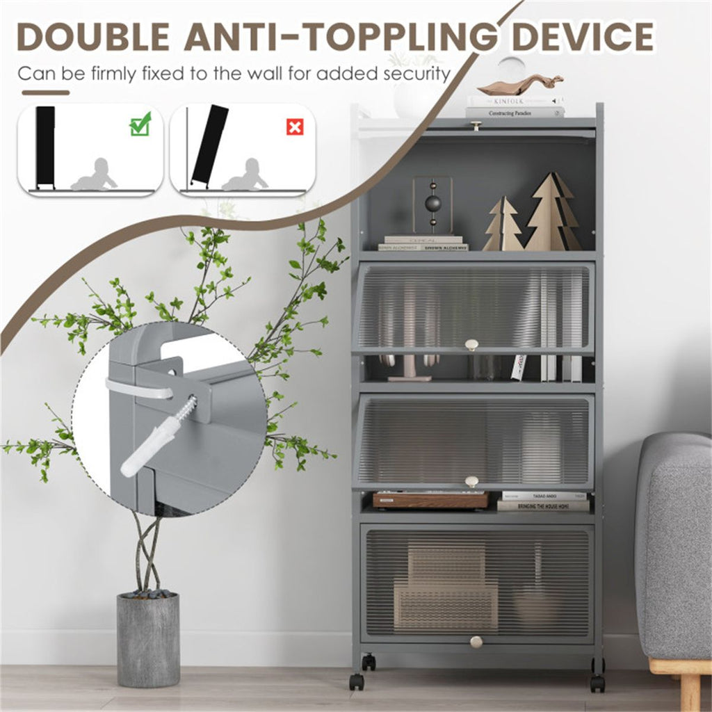 5-Tier Rolling Storage Stand with Flip Doors – Perfect for Pet Supplies & More