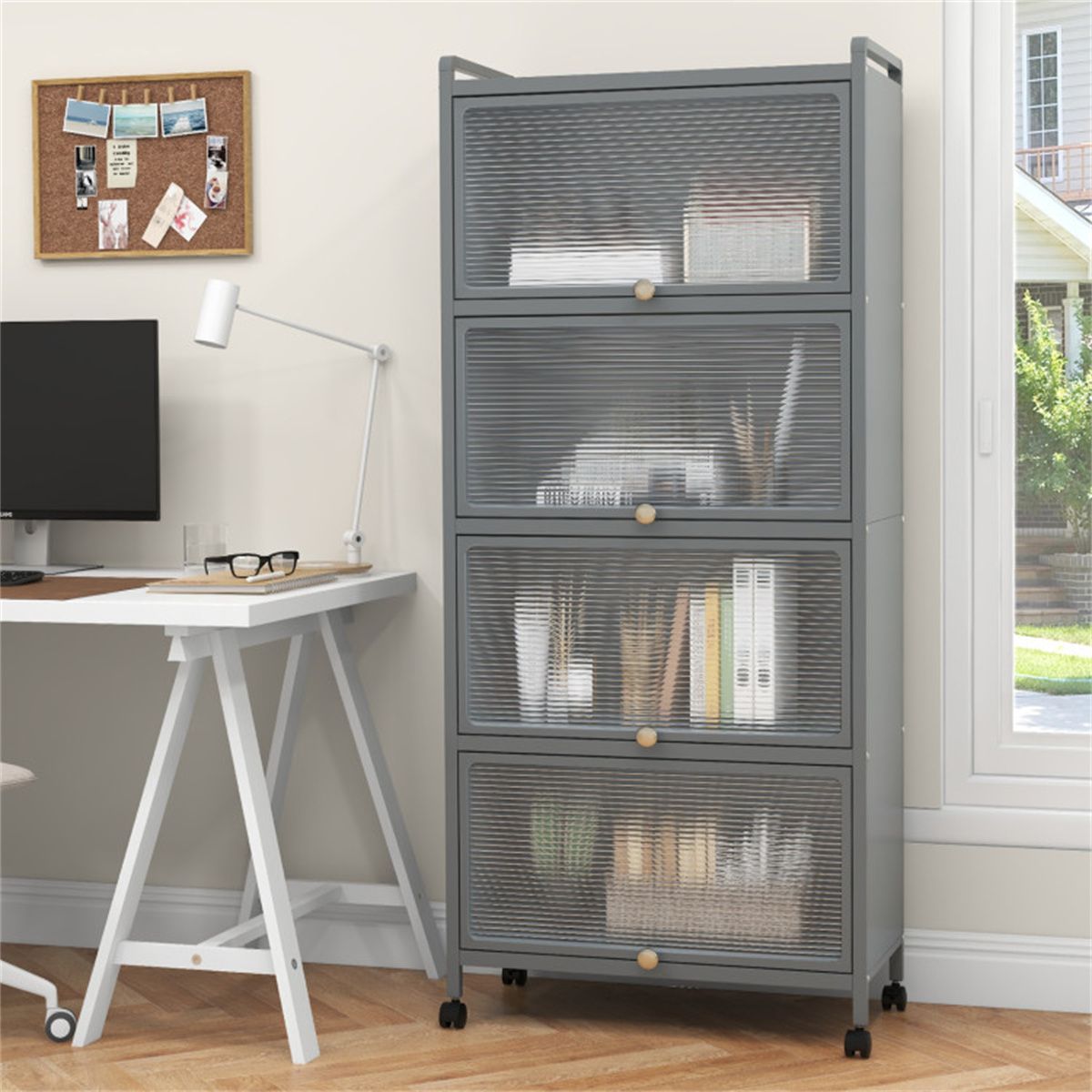 5-Tier Rolling Storage Stand with Flip Doors – Perfect for Pet Supplies & More
