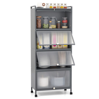 5-Tier Rolling Storage Stand with Flip Doors – Perfect for Pet Supplies & More