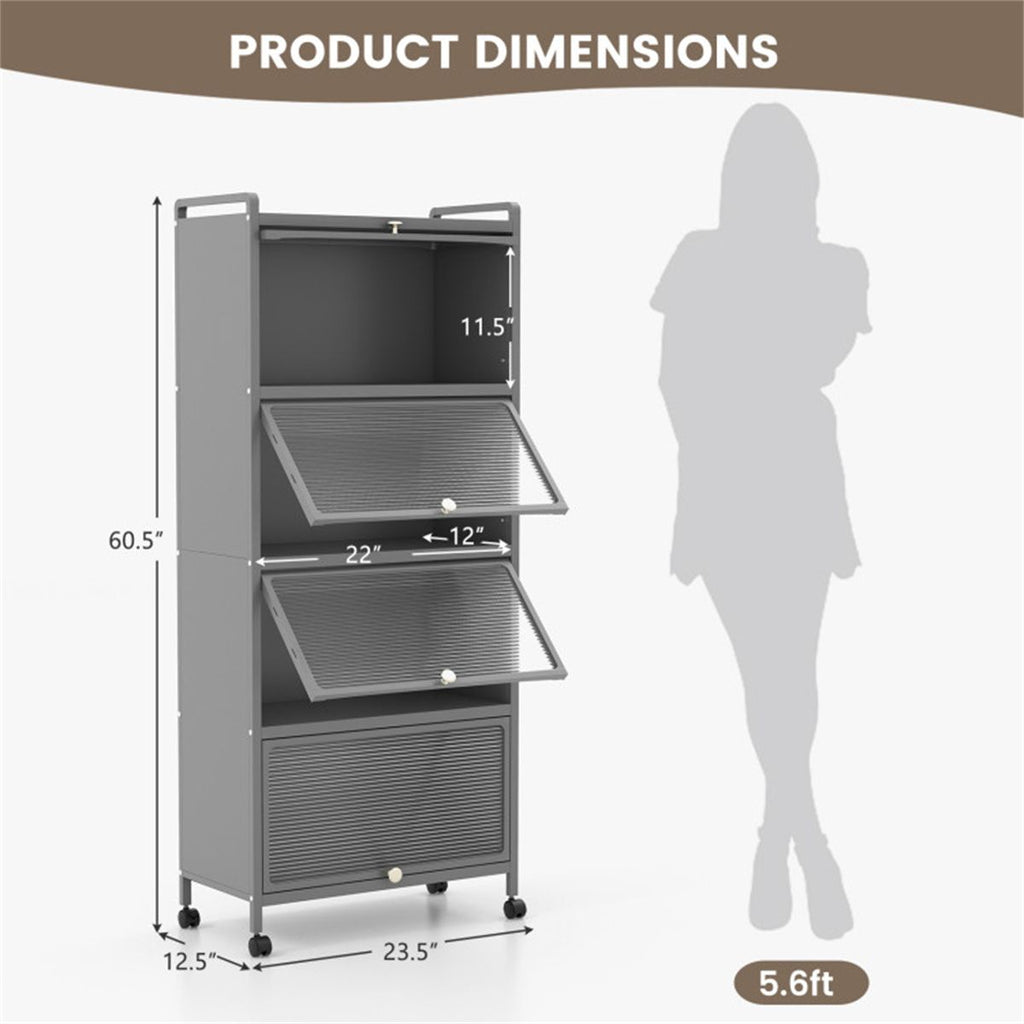 5-Tier Rolling Storage Stand with Flip Doors – Perfect for Pet Supplies & More
