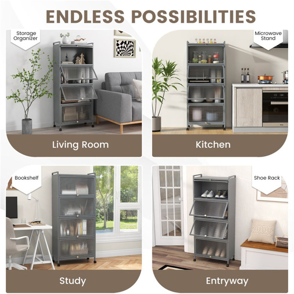 5-Tier Rolling Storage Stand with Flip Doors – Perfect for Pet Supplies & More