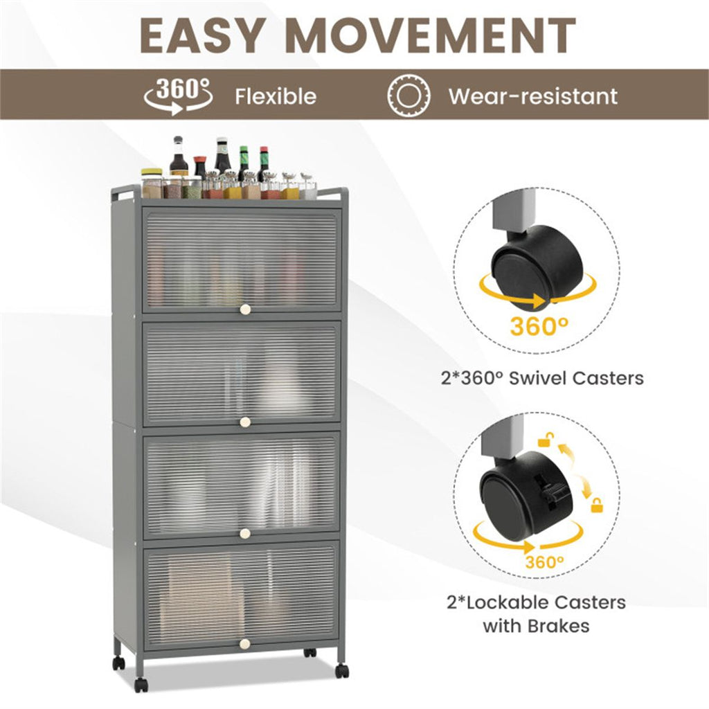 5-Tier Rolling Storage Stand with Flip Doors – Perfect for Pet Supplies & More