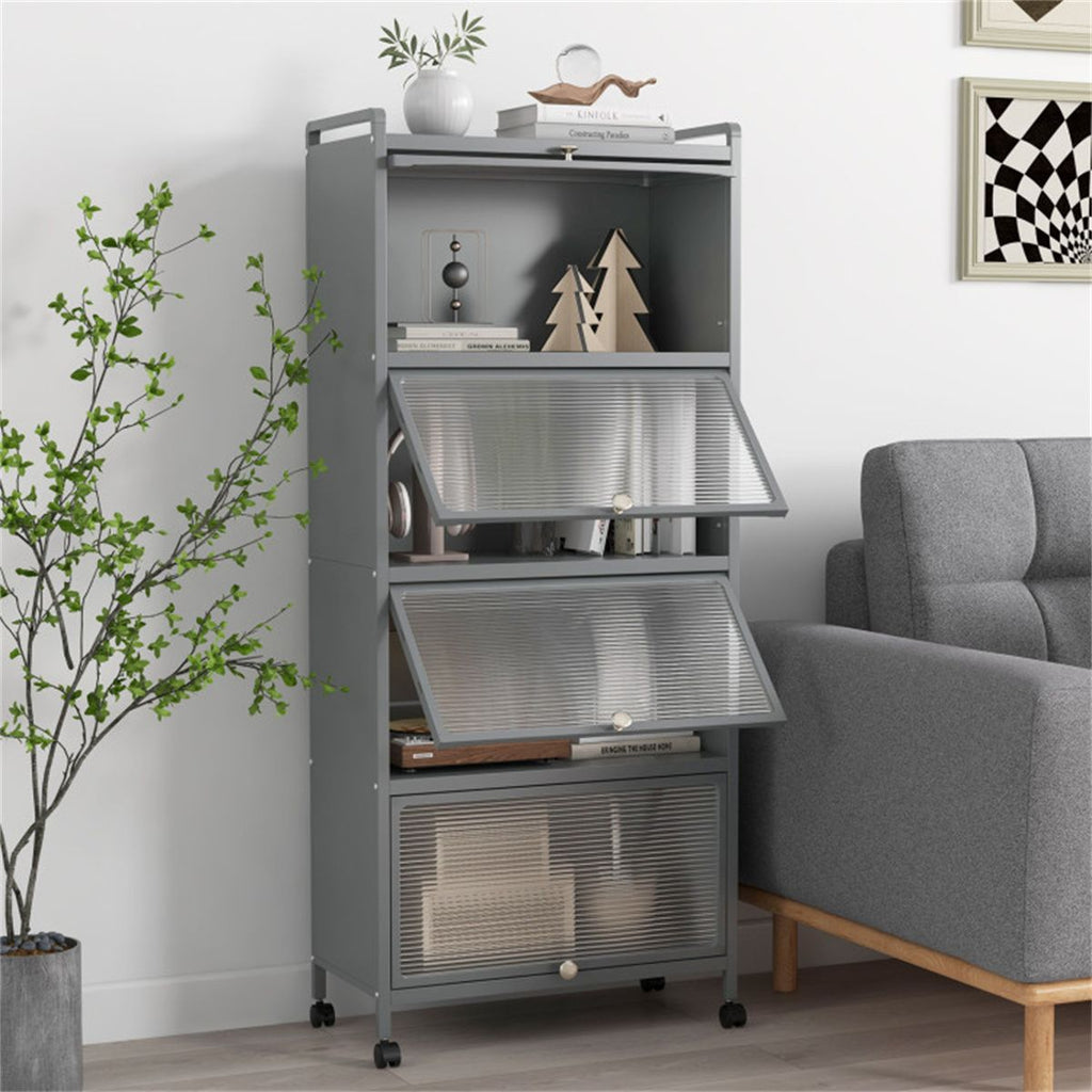 5-Tier Rolling Storage Stand with Flip Doors – Perfect for Pet Supplies & More