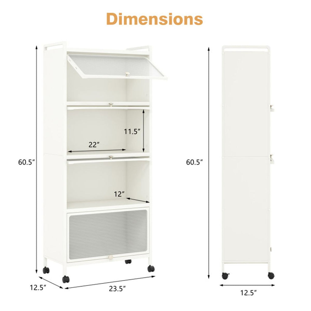 5-Tier Rolling Storage Stand with Flip Doors – Perfect for Pet Supplies & More