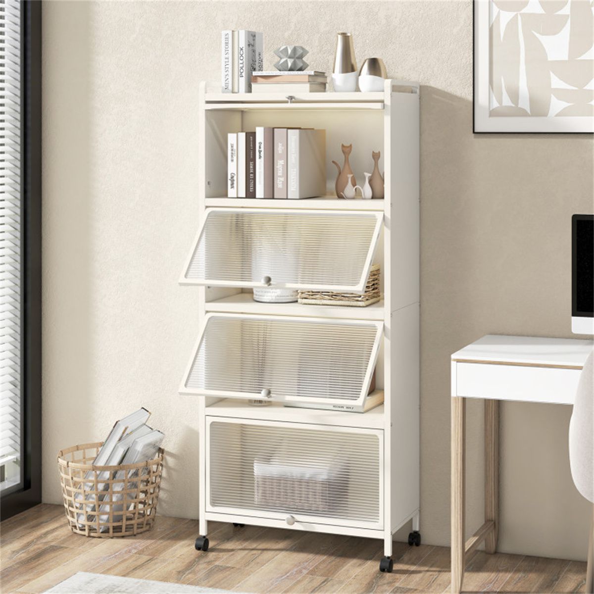5-Tier Rolling Storage Stand with Flip Doors – Perfect for Pet Supplies & More