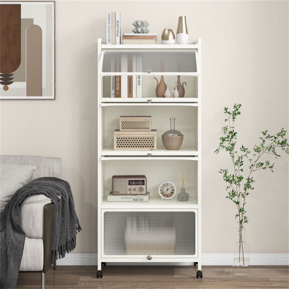 5-Tier Rolling Storage Stand with Flip Doors – Perfect for Pet Supplies & More
