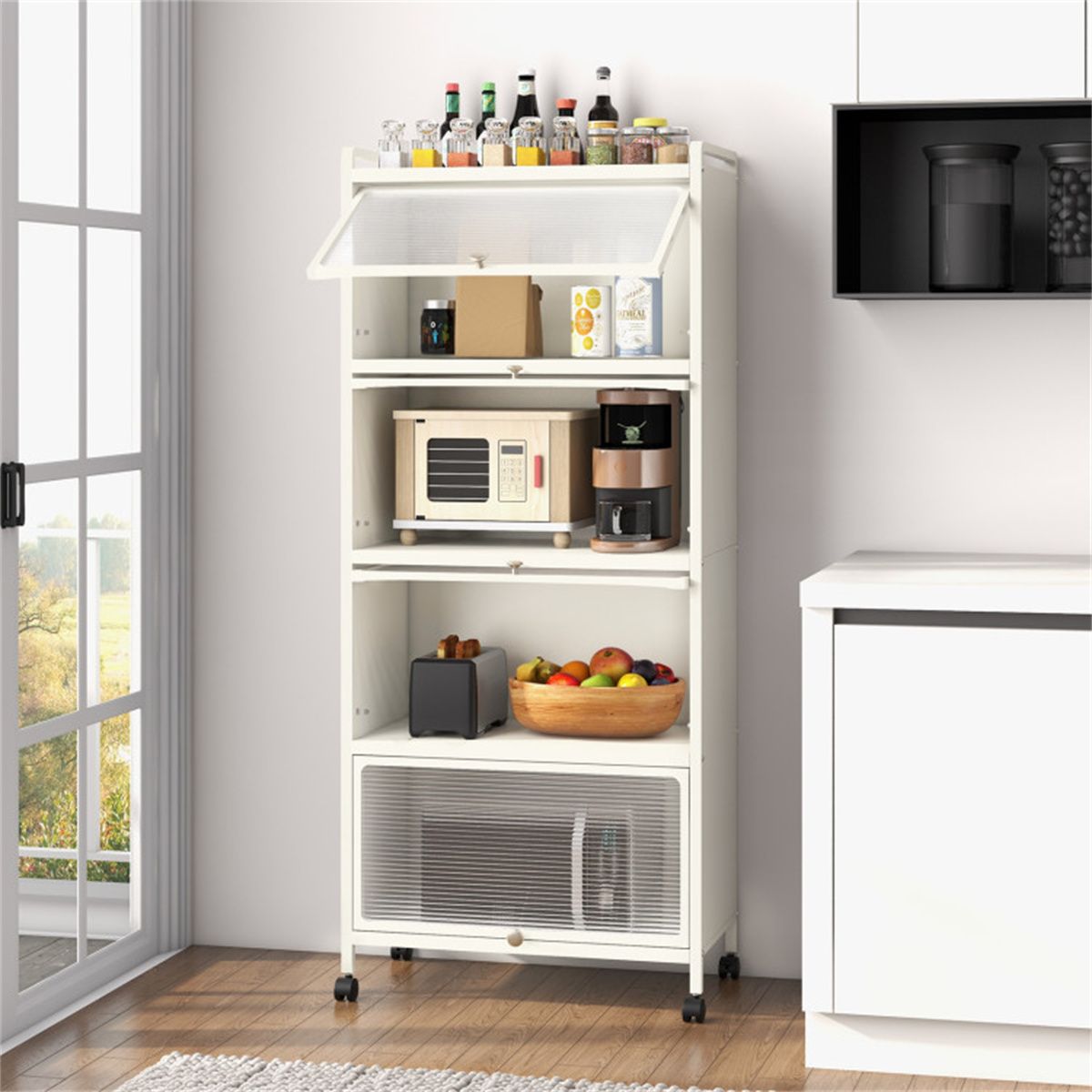 5-Tier Rolling Storage Stand with Flip Doors – Perfect for Pet Supplies & More