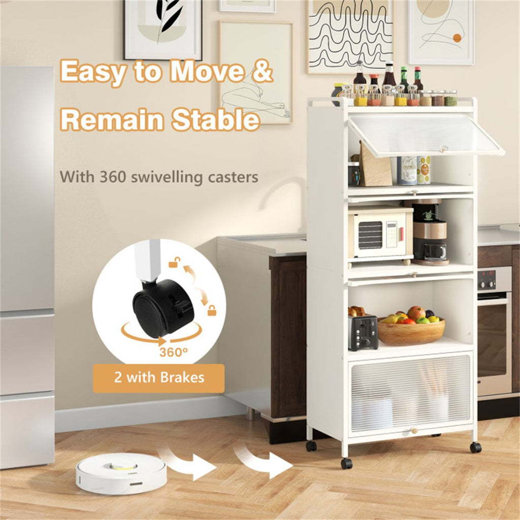 5-Tier Rolling Storage Stand with Flip Doors – Perfect for Pet Supplies & More
