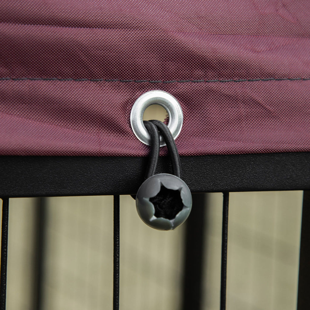 Spacious Outdoor Dog Kennel with UV-Protective Canopy and Rotating Bowl Holder