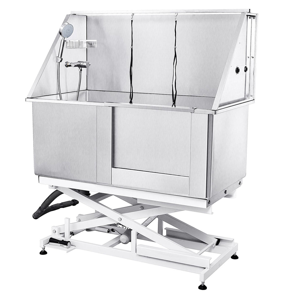 Professional Electric Height-Adjustable Dog Bathing Station – 50" Stainless Steel Tub for Pets Up to 330 lbs