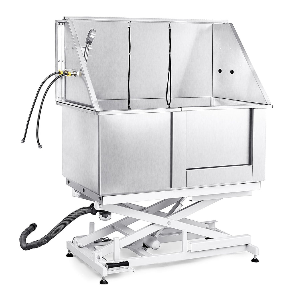 Professional Electric Height-Adjustable Dog Bathing Station – 50" Stainless Steel Tub for Pets Up to 330 lbs