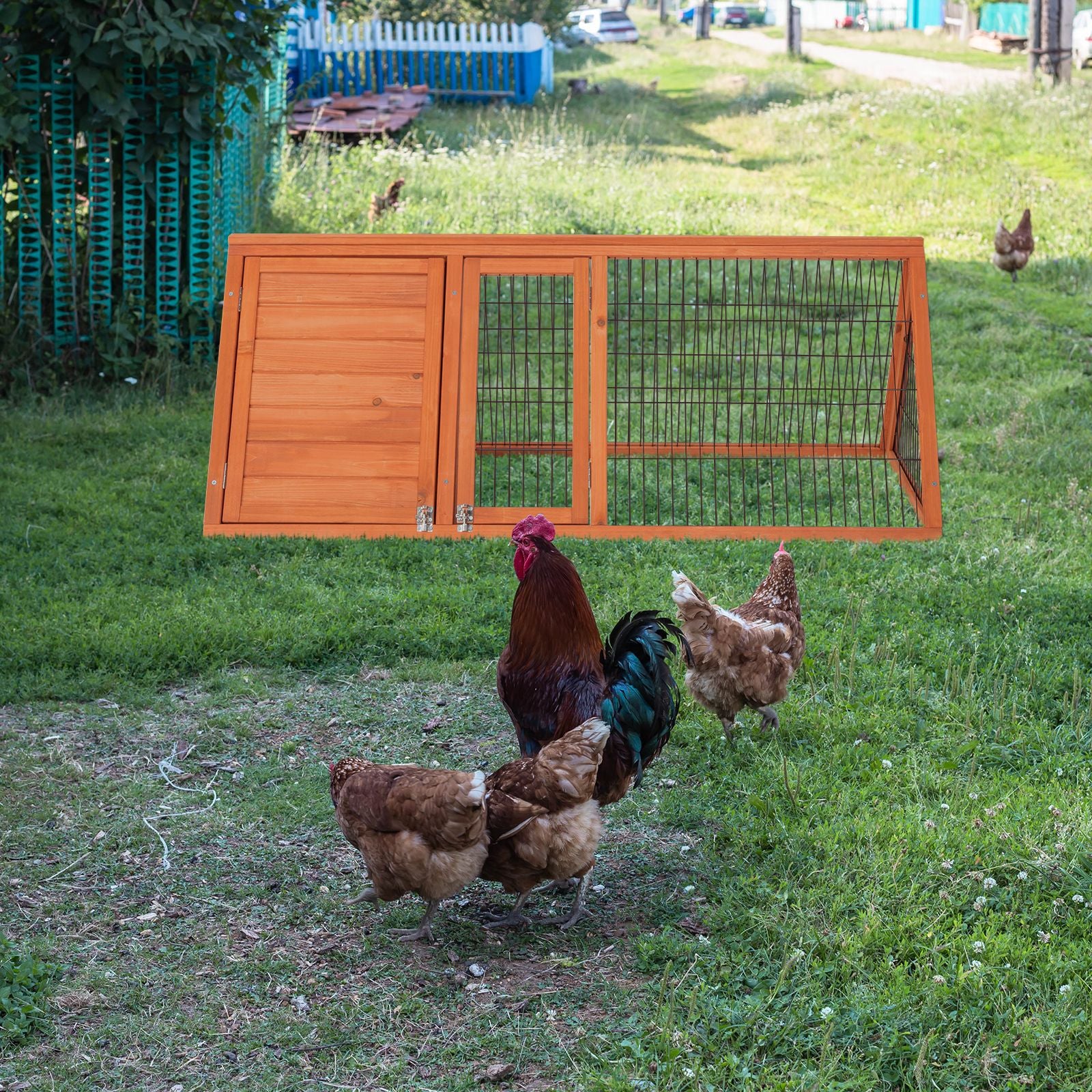 Spacious furniture-style Rabbit Hutch with Two Doors and Separate Sleeping Area