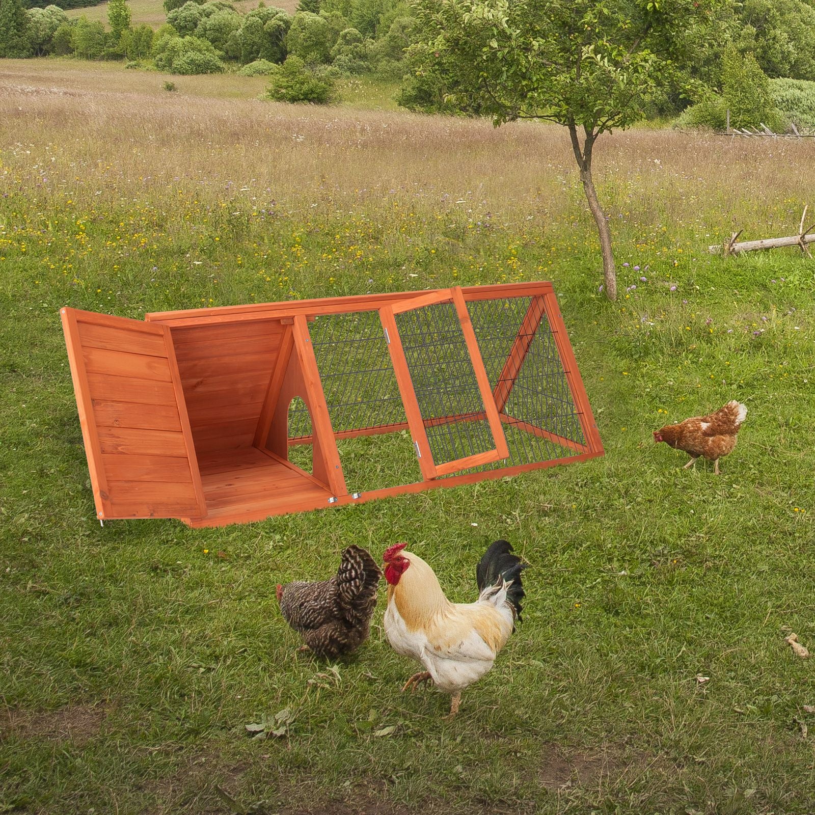 Spacious furniture-style Rabbit Hutch with Two Doors and Separate Sleeping Area