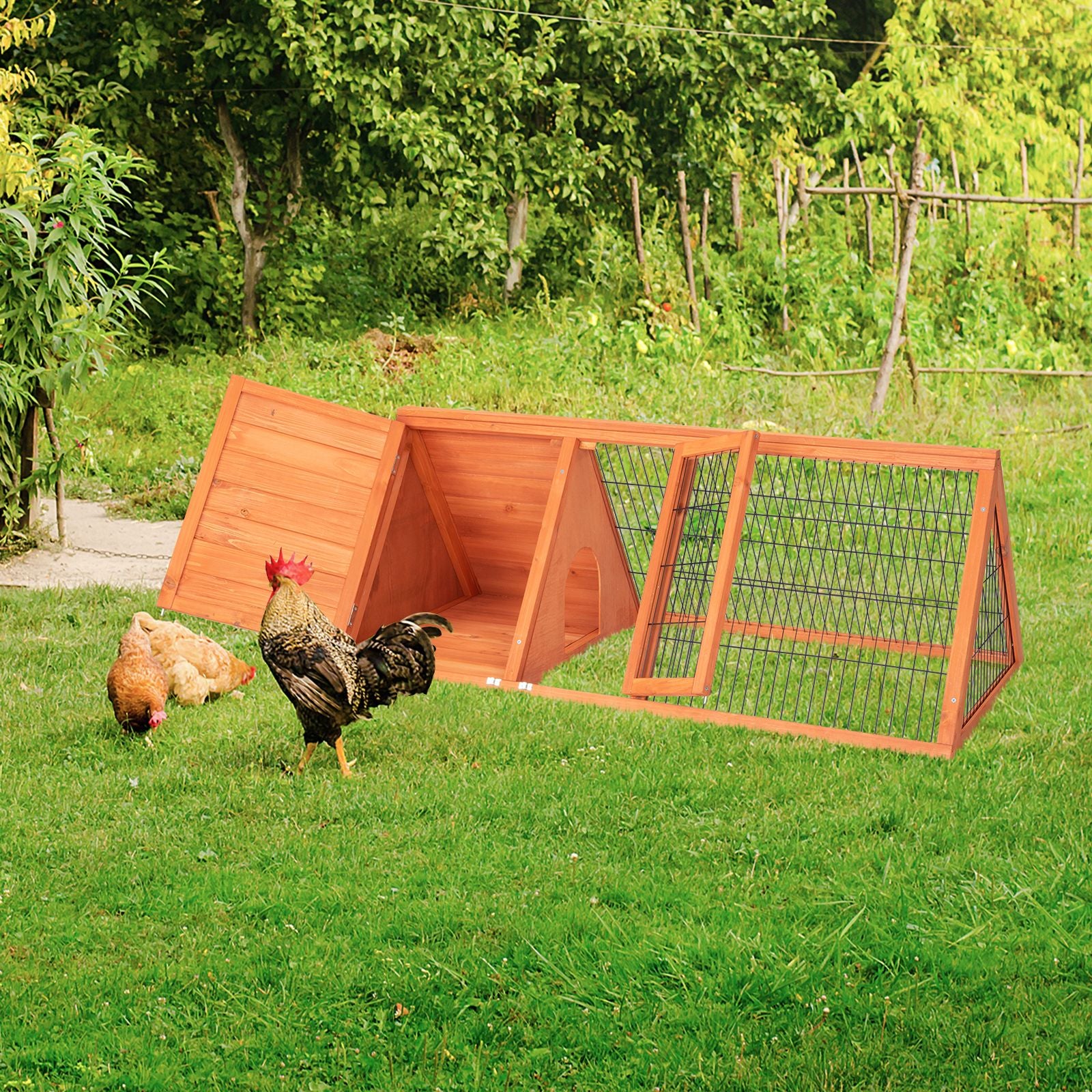 Spacious furniture-style Rabbit Hutch with Two Doors and Separate Sleeping Area