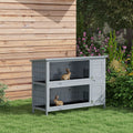54" Two-Story Rabbit Hutch with Lockable Doors and water-ready Roof