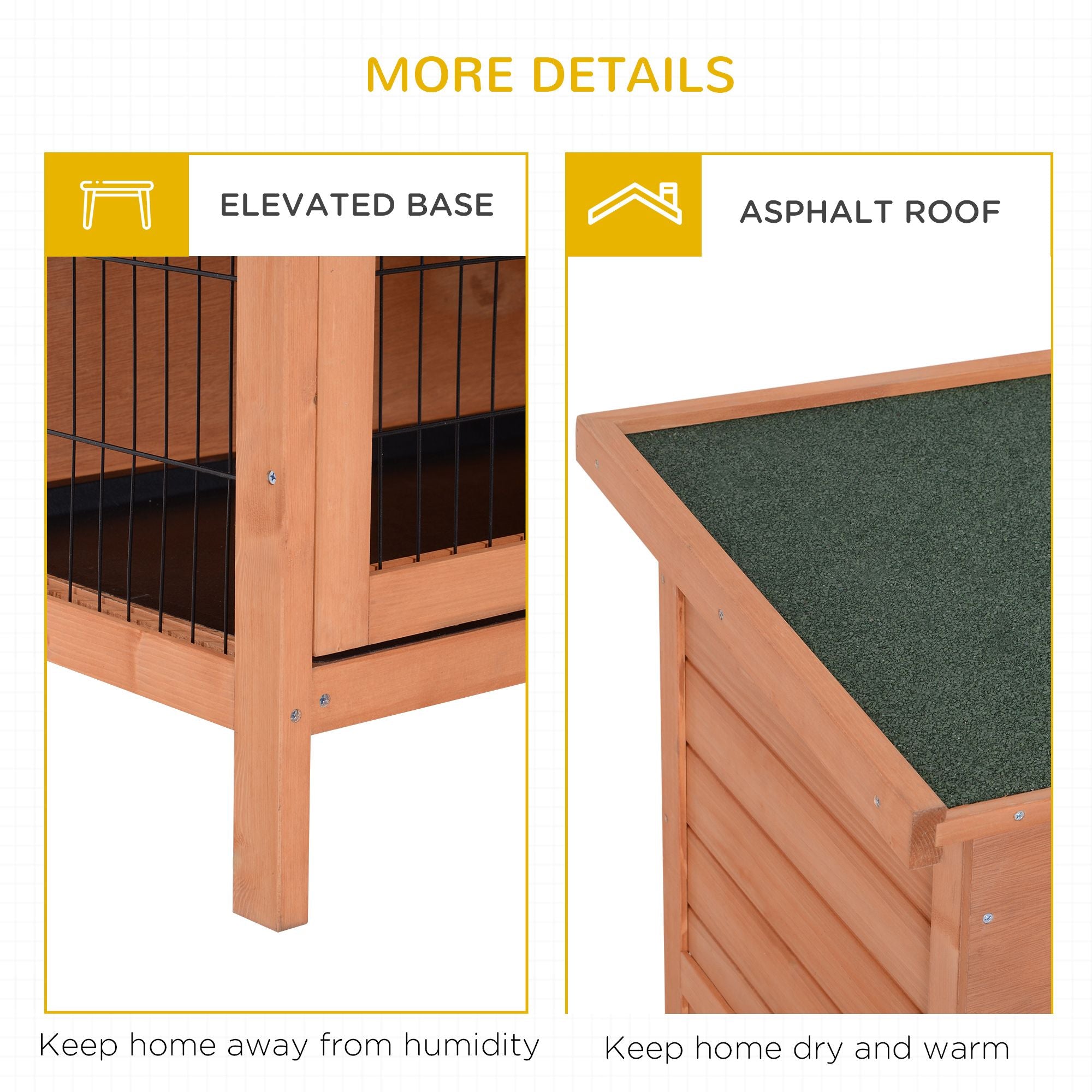 54" 2-Story Large Rabbit Hutch Bunny Cage Wooden Pet House Small Animal Habitat with Lockable Doors, No Leak Tray and Waterproof Roof for Outdoor/Indoor Natural