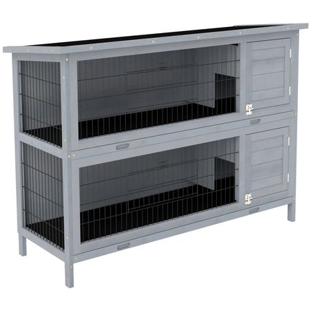 2-Story Large Rabbit Hutch with Lockable Doors and water-ready Roof