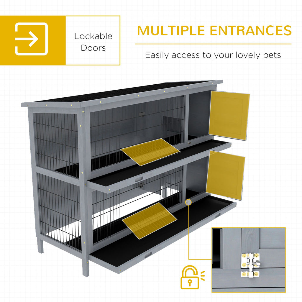 2-Story Large Rabbit Hutch with Lockable Doors and water-ready Roof
