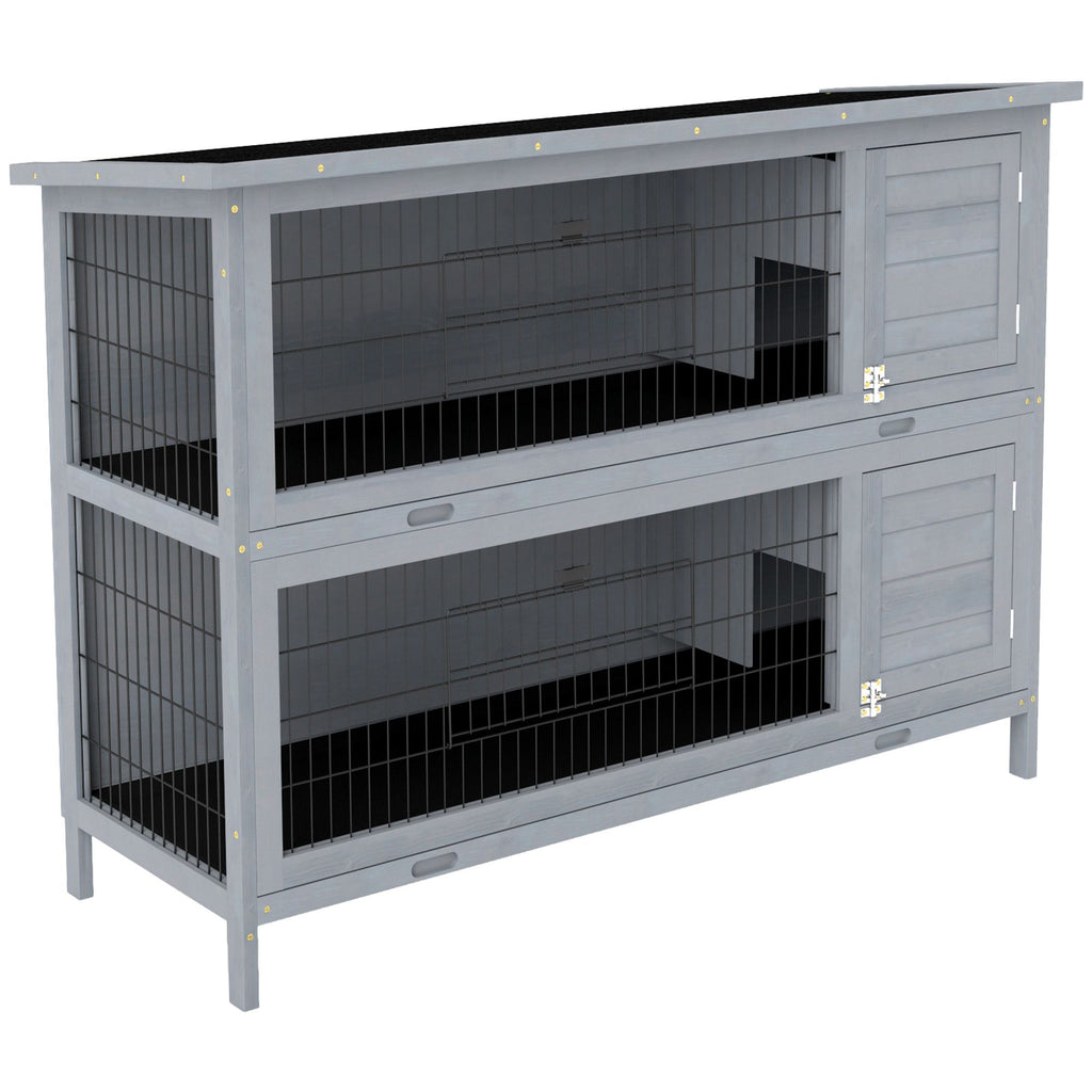 2-Story Large Rabbit Hutch with Lockable Doors and water-ready Roof