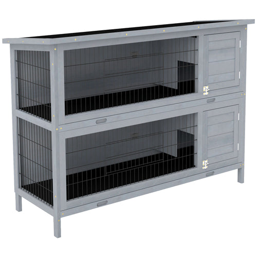 2-Story Large Rabbit Hutch with Lockable Doors and water-ready Roof
