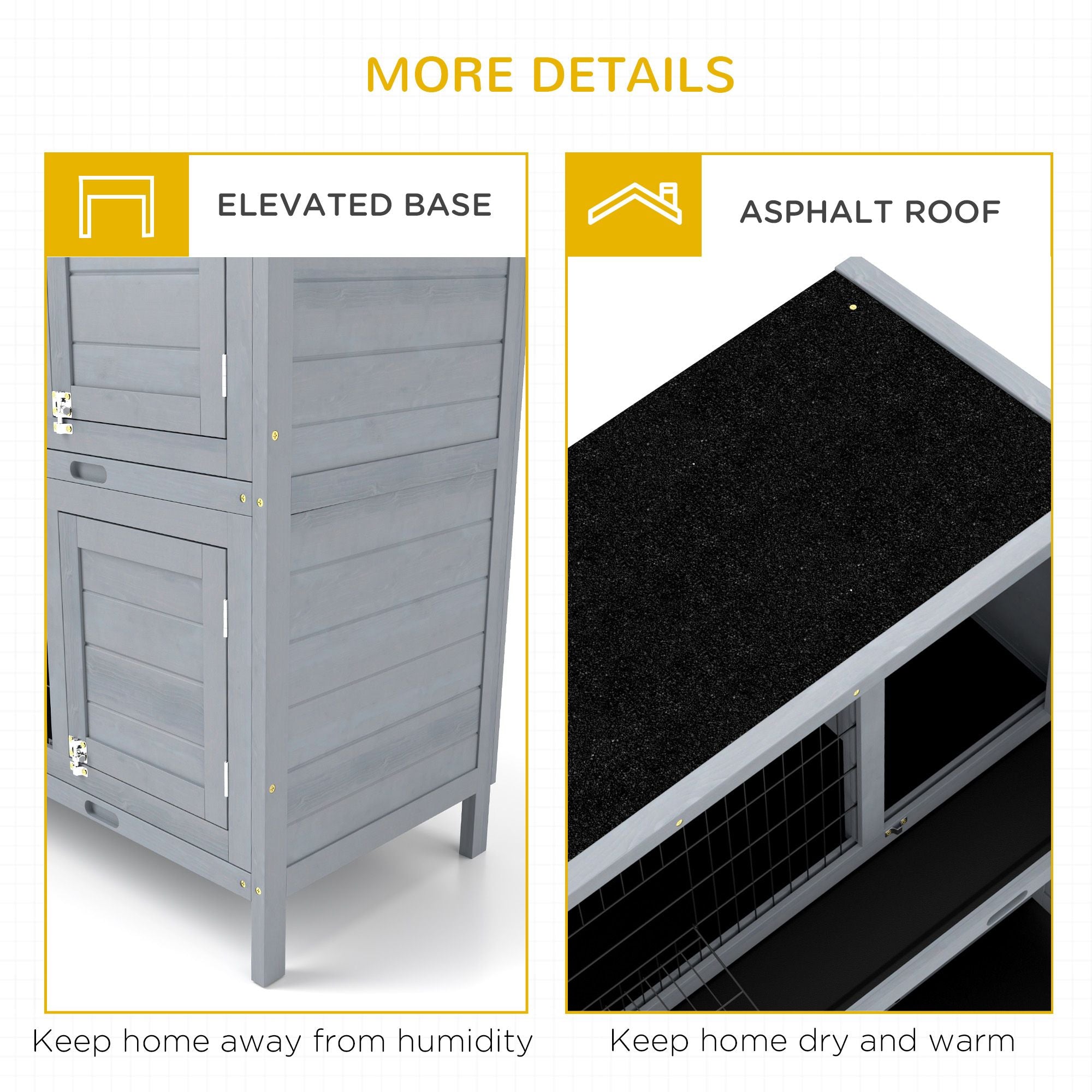 2-Story Large Rabbit Hutch with Lockable Doors and water-ready Roof