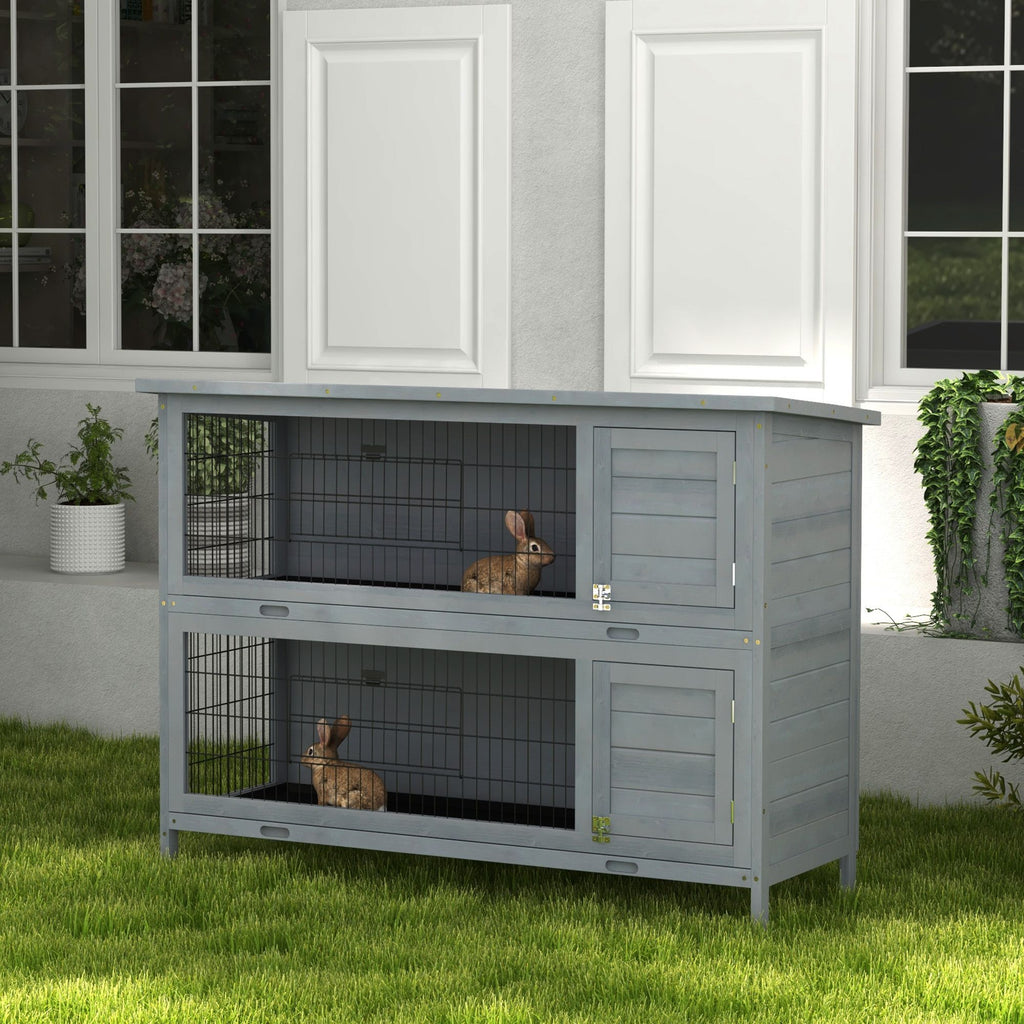 2-Story Large Rabbit Hutch with Lockable Doors and water-ready Roof
