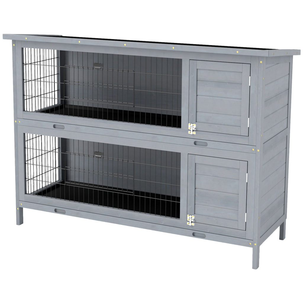 2-Story Large Rabbit Hutch with Lockable Doors and water-ready Roof