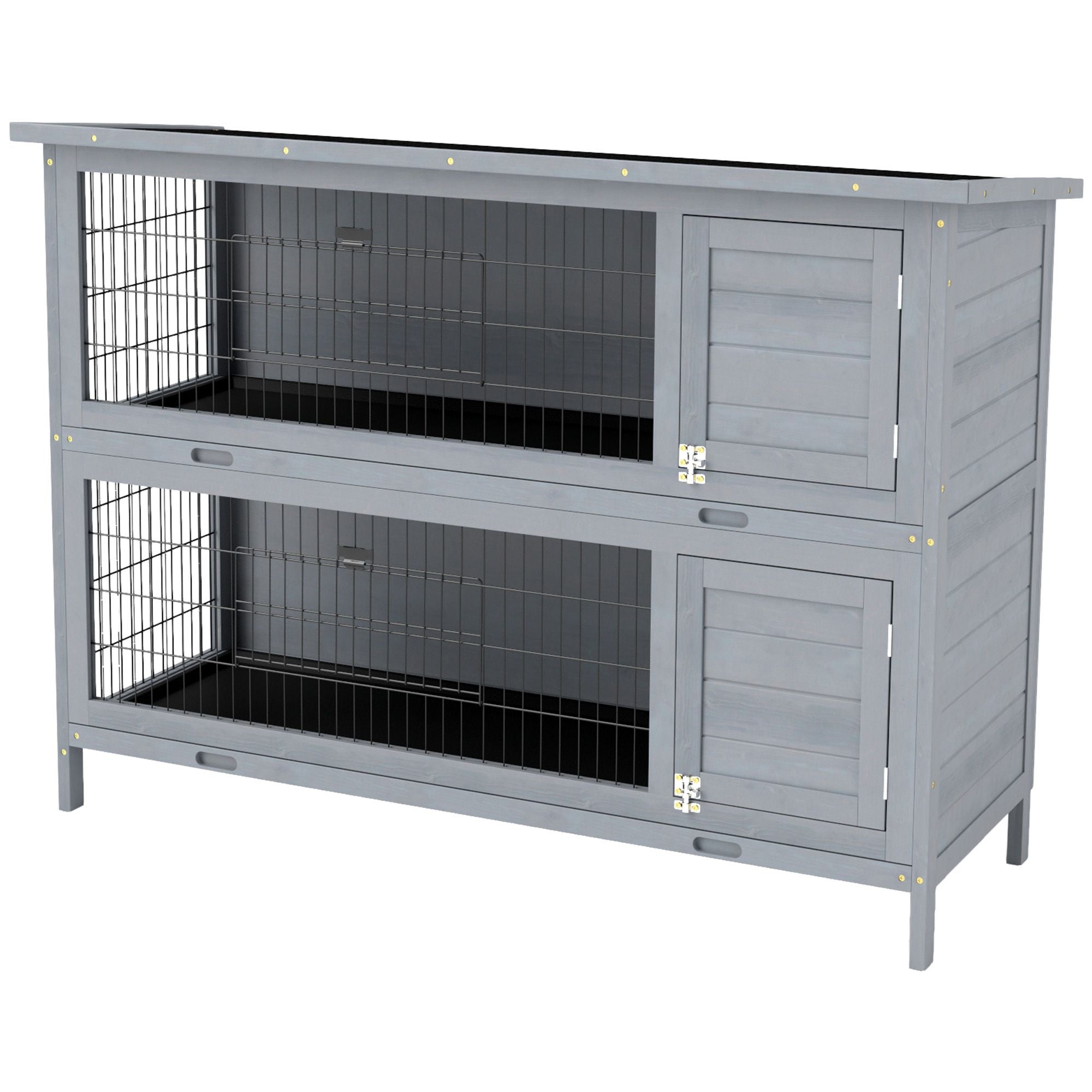 2-Story Large Rabbit Hutch with Lockable Doors and water-ready Roof