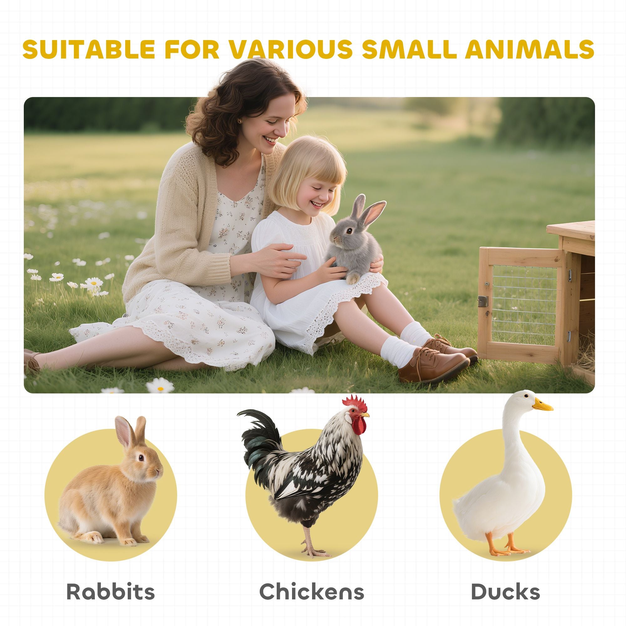 2-Story Large Rabbit Hutch with Lockable Doors and water-ready Roof