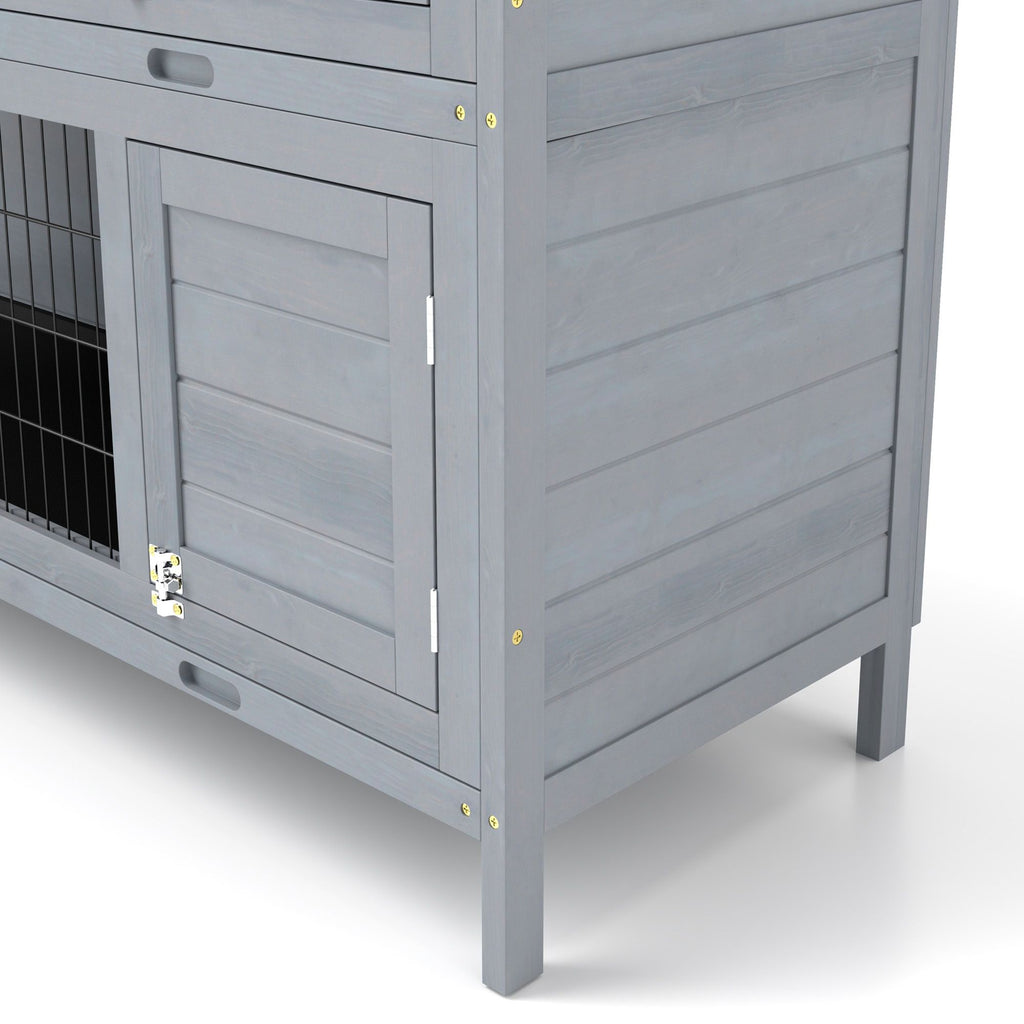 2-Story Large Rabbit Hutch with Lockable Doors and water-ready Roof