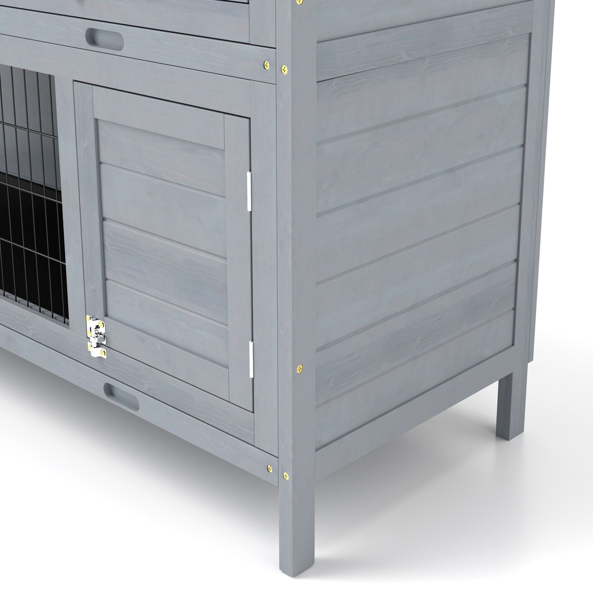 2-Story Large Rabbit Hutch with Lockable Doors and water-ready Roof