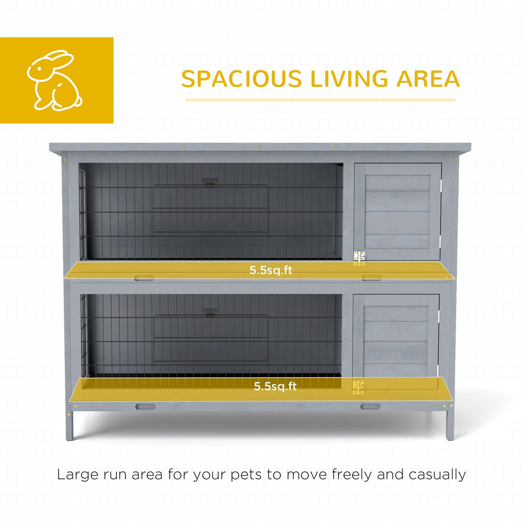 2-Story Large Rabbit Hutch with Lockable Doors and water-ready Roof
