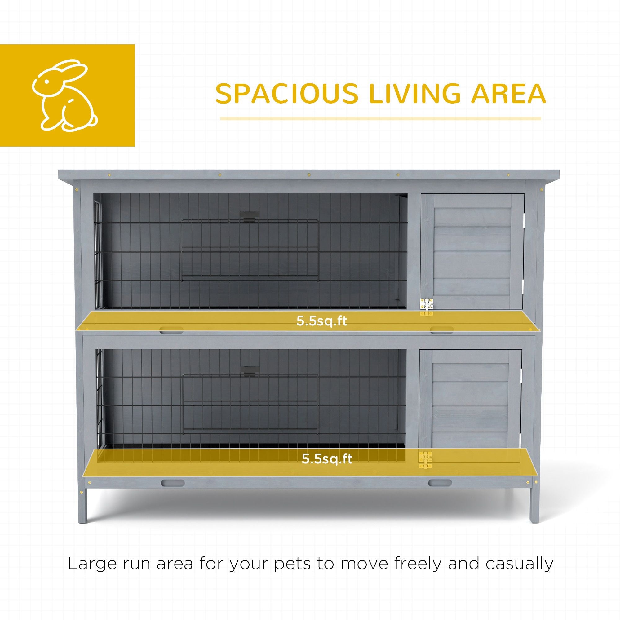2-Story Large Rabbit Hutch with Lockable Doors and water-ready Roof
