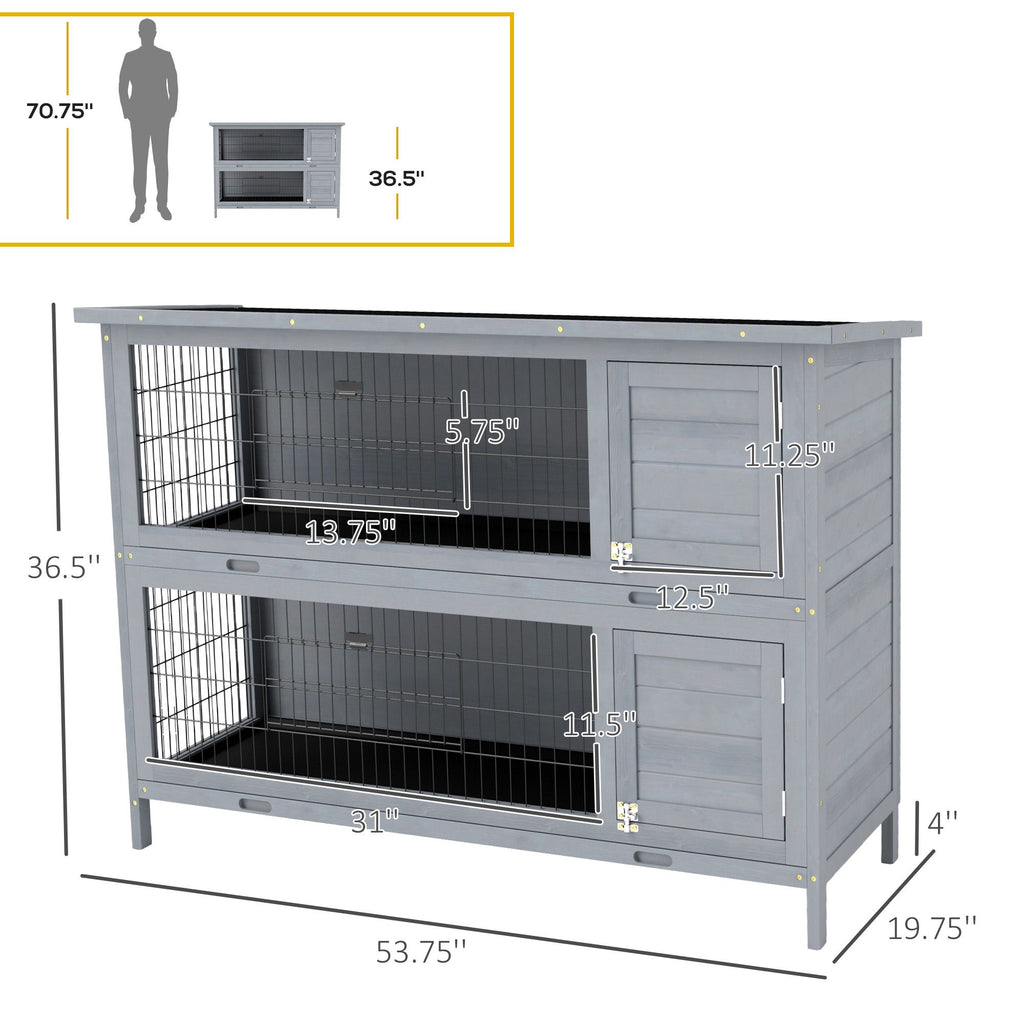 2-Story Large Rabbit Hutch with Lockable Doors and water-ready Roof