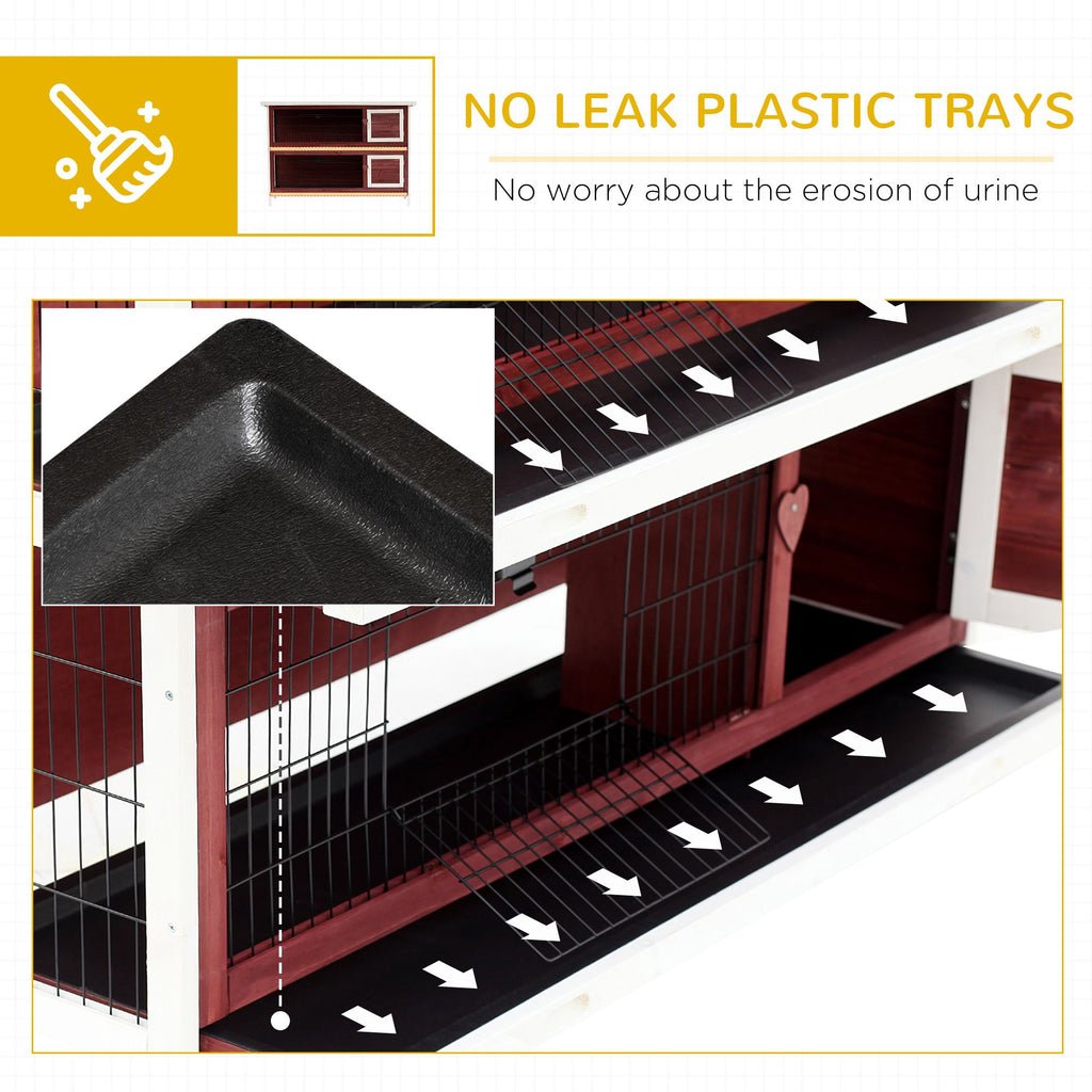 Weatherproof 2-Story Rabbit Hutch with Enclosed Run and Pull-Out Trays