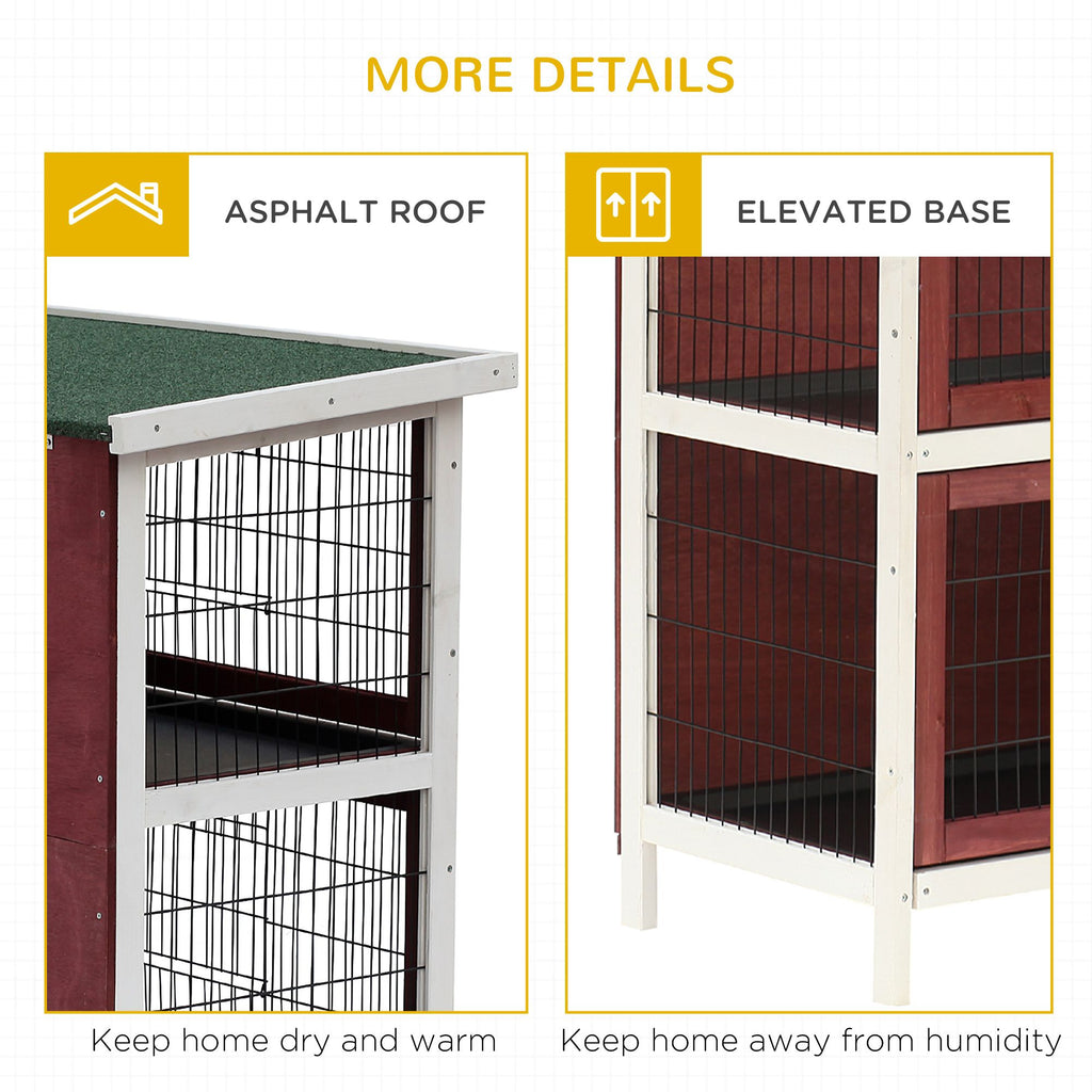 Weatherproof 2-Story Rabbit Hutch with Enclosed Run and Pull-Out Trays