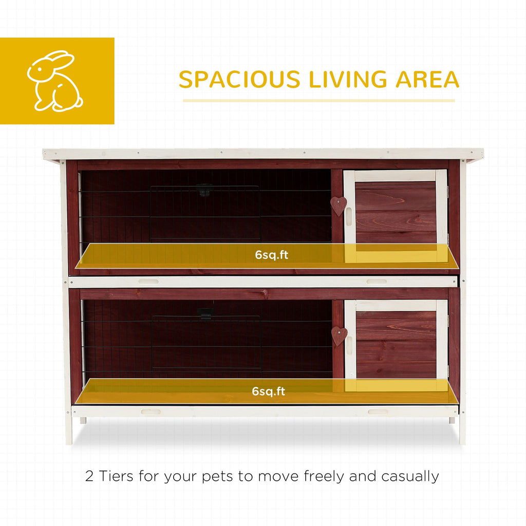 Weatherproof 2-Story Rabbit Hutch with Enclosed Run and Pull-Out Trays