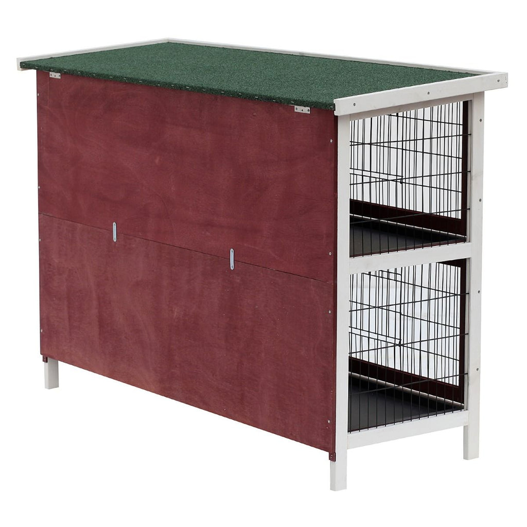 Weatherproof 2-Story Rabbit Hutch with Enclosed Run and Pull-Out Trays