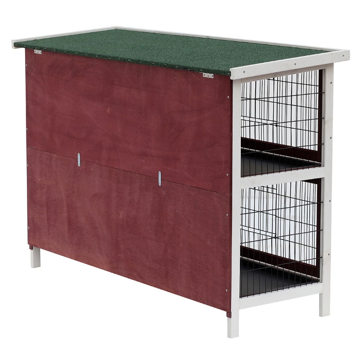 Weatherproof 2-Story Rabbit Hutch with Enclosed Run and Pull-Out Trays