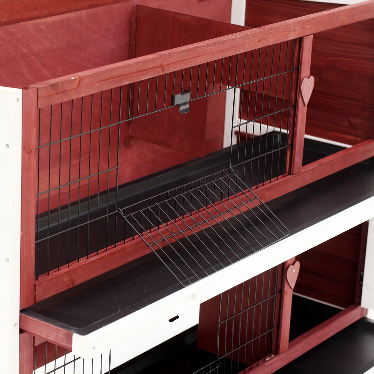 Weatherproof 2-Story Rabbit Hutch with Enclosed Run and Pull-Out Trays
