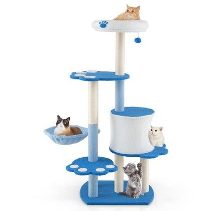 54- Modern Cat Tree Tower with Condo, Hammock & Scratching Posts