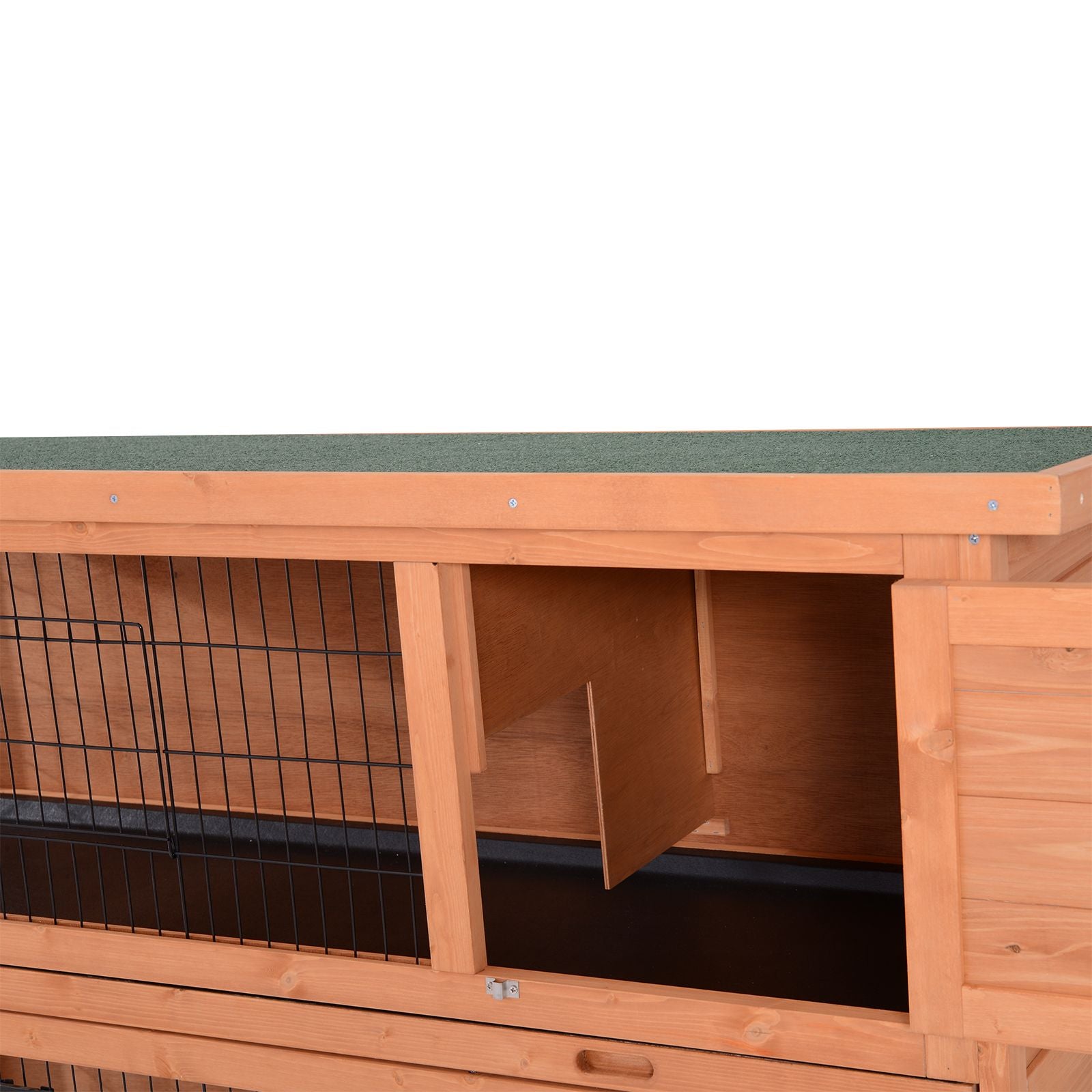 Compact 2-Tier Rabbit Hutch with Pull-Out Trays and Weather-Protective Roof
