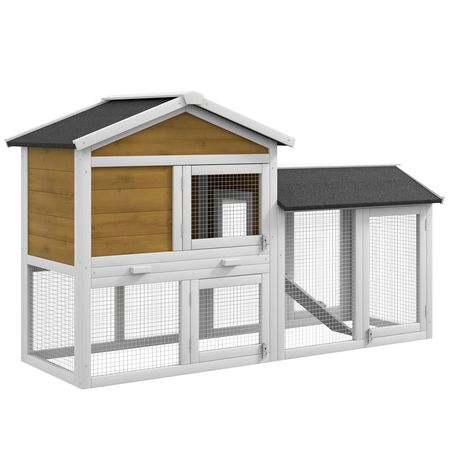 58- furniture-style Rabbit Hutch with Asphalt Roof & Run