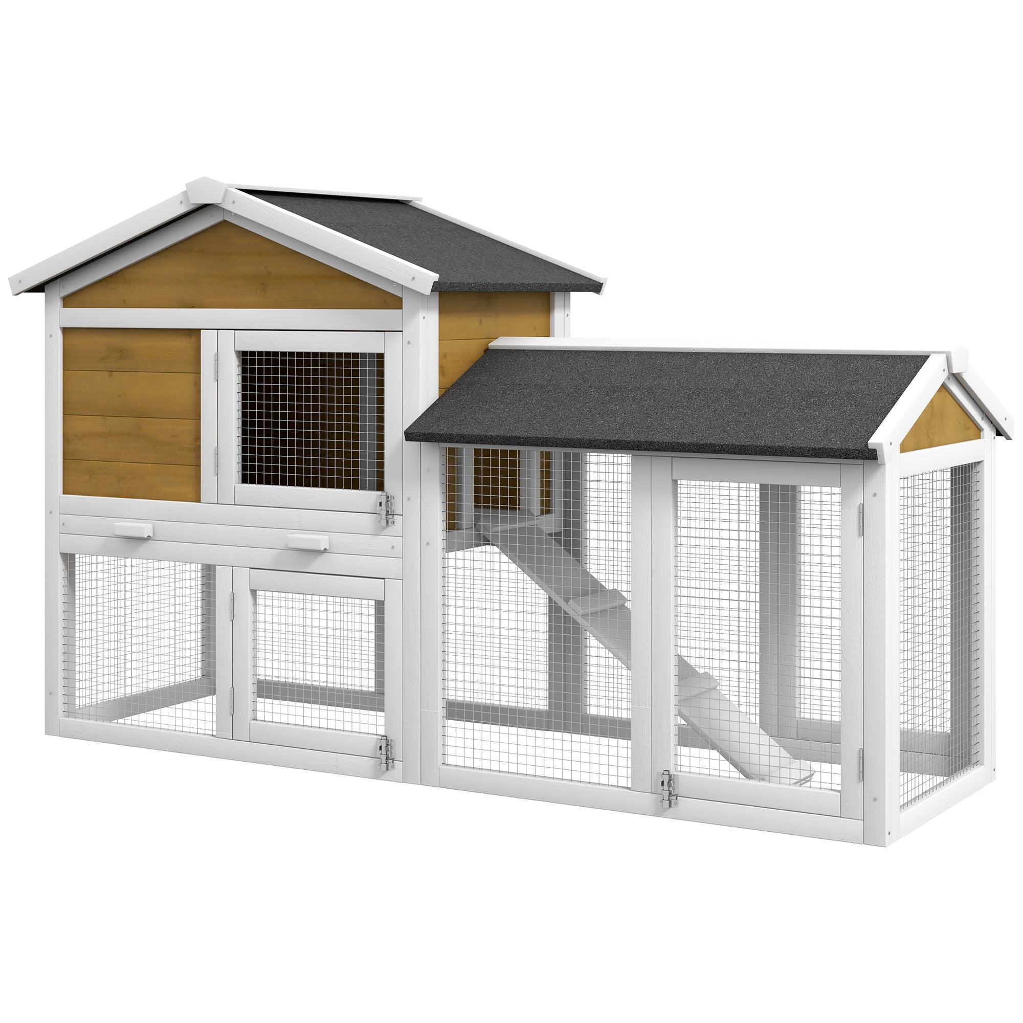 58- furniture-style Rabbit Hutch with Asphalt Roof & Run