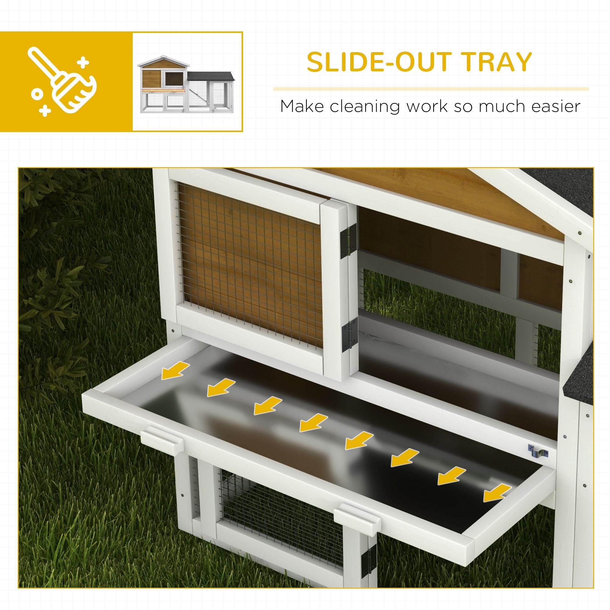 58- furniture-style Rabbit Hutch with Asphalt Roof & Run